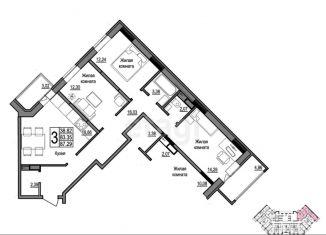 Продам 3-комнатную квартиру, 83.7 м2, Калуга, улица Белинского, 2А, ЖК Высота