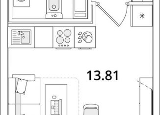 Продается квартира студия, 22.2 м2, Санкт-Петербург, метро Московская