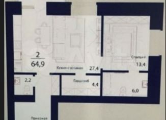 Продажа двухкомнатной квартиры, 65 м2, Красноярск, улица Партизана Железняка, 48Е, ЖК Скандис