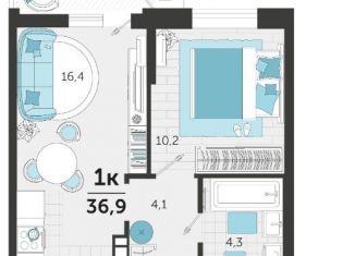 Продается однокомнатная квартира, 36.9 м2, Краснодар, улица Автолюбителей, 1Гк1, ЖК Стрижи