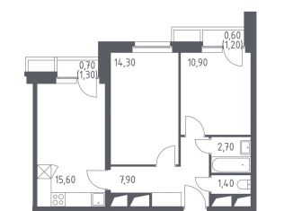 Продажа двухкомнатной квартиры, 53.4 м2, деревня Раздоры, ЖК Спутник, улица Липовой Рощи, 6к1