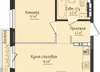 Продается 1-ком. квартира, 36.2 м2, село Первомайский