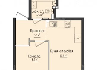 1-комнатная квартира на продажу, 32.9 м2, село Первомайский, ЖК Город Оружейников