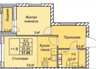 Продаю однокомнатную квартиру, 36 м2, Нижний Новгород, переулок Профинтерна, метро Заречная