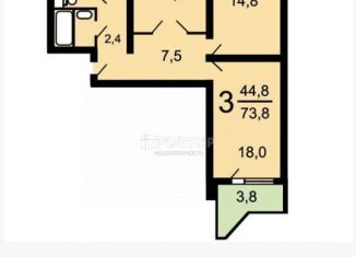 Продажа трехкомнатной квартиры, 74 м2, Москва, Братеевская улица, 18к3, метро Алма-Атинская