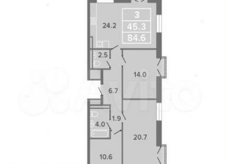 2-комнатная квартира на продажу, 60.5 м2, Санкт-Петербург, Ипподромный переулок, 1к3, Ипподромный переулок