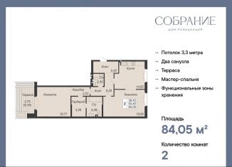 2-комнатная квартира на продажу, 84.1 м2, Ростов-на-Дону