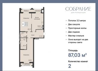 Продается двухкомнатная квартира, 87 м2, Ростов-на-Дону, Кировский район