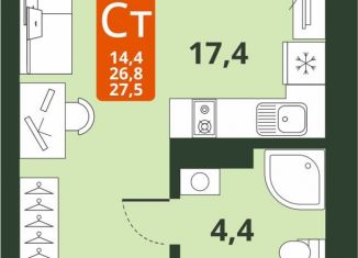 Продам 1-ком. квартиру, 26.8 м2, Новосибирская область, Тайгинская улица, с4