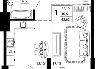 Продам 1-комнатную квартиру, 42.5 м2, Ростов-на-Дону, улица 26-я Линия, 35Б, Пролетарский район