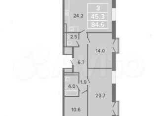 Продам двухкомнатную квартиру, 60.5 м2, Санкт-Петербург, Ипподромный переулок, 1к3, Ипподромный переулок