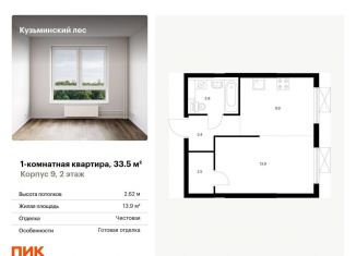 1-ком. квартира на продажу, 33.5 м2, Московская область