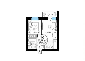 Продается однокомнатная квартира, 37.2 м2, Самара, метро Юнгородок