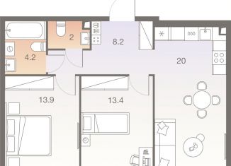 Трехкомнатная квартира на продажу, 61.7 м2, Москва, Электролитный проезд, 12Б