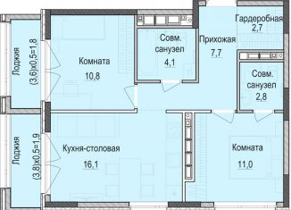Продаю двухкомнатную квартиру, 55 м2, Казань