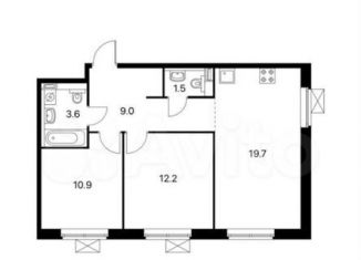 Продам двухкомнатную квартиру, 56.9 м2, Мытищи, улица Мира, 49, ЖК Ярославский