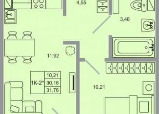 Продается 1-комнатная квартира, 31.8 м2, поселок Бугры, ЖК Новые Горизонты