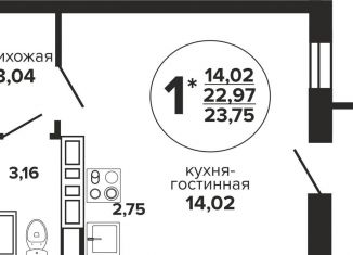 Продам квартиру студию, 23.8 м2, Краснодар, Российская улица, 257/7лит1, Российская улица