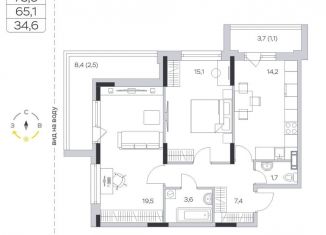 Продаю 2-комнатную квартиру, 65 м2, деревня Пирогово, улица Ильинского, 8к2, ЖК Пироговская Ривьера