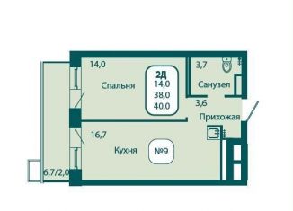 1-комнатная квартира на продажу, 40 м2, Московская область, жилой комплекс Андреевка Лайф, 5