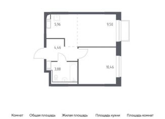 Продажа 1-комнатной квартиры, 34.3 м2, посёлок Мирный, жилой комплекс Томилино Парк, к6.2
