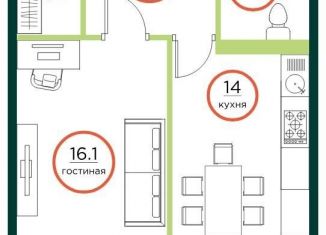 Однокомнатная квартира на продажу, 47.1 м2, Красноярский край, жилой комплекс Эко, 2