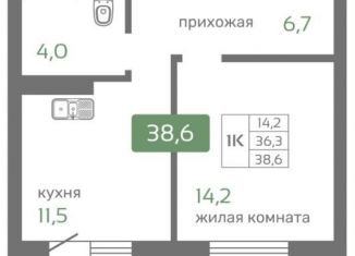 Однокомнатная квартира на продажу, 38.6 м2, Красноярск