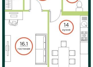 1-комнатная квартира на продажу, 41.1 м2, Красноярский край, жилой комплекс Эко, 2