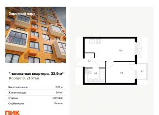 Продам 1-комнатную квартиру, 32.9 м2, Ленинградская область