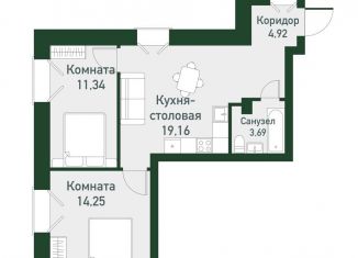 Продаю двухкомнатную квартиру, 53.4 м2, Екатеринбург, Ленинский район