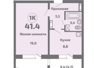 1-комнатная квартира на продажу, 41.4 м2, Новосибирская область, микрорайон Приозёрный, 714