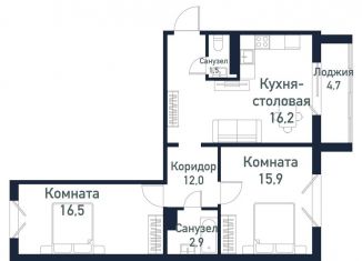 Двухкомнатная квартира на продажу, 65 м2, посёлок Пригородный