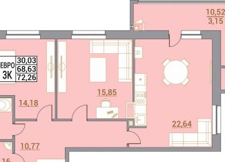 Продается двухкомнатная квартира, 72.3 м2, Аксай