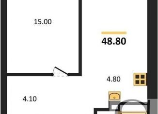 Продам 1-комнатную квартиру, 48.8 м2, Новосибирск, Бронная улица, 22/1, метро Студенческая