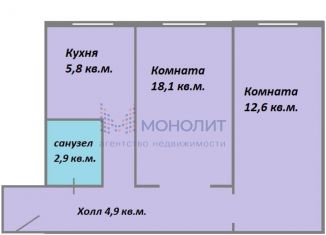 Продается 2-комнатная квартира, 44.3 м2, Нижний Новгород, улица Крылова, 2, метро Горьковская