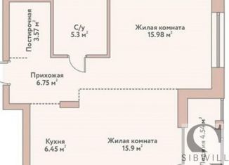 Продается 2-ком. квартира, 54 м2, Новосибирск, Дачное шоссе, 20Б, ЖК Флора и Фауна