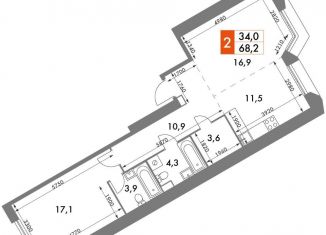 2-комнатная квартира на продажу, 68.2 м2, Москва, Обручевский район, улица Академика Волгина, 2с3