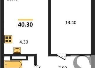 Продаю 1-ком. квартиру, 40.3 м2, Новосибирск, Бронная улица, 22/1, метро Студенческая