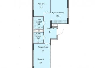 Продается 2-ком. квартира, 58.8 м2, Казань, Приволжский район