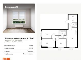 Продажа 3-комнатной квартиры, 81.5 м2, Москва