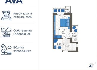 Продаю 1-комнатную квартиру, 28.4 м2, Сочи, ЖК Летний, улица Искры, 88лит4