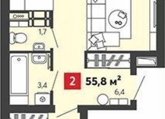Продается 2-комнатная квартира, 55.8 м2, село Засечное