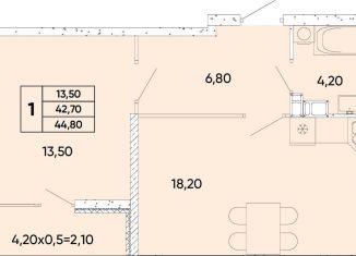 Продается однокомнатная квартира, 44.8 м2, Ростов-на-Дону