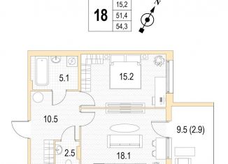 Продажа 1-комнатной квартиры, 54.3 м2, Санкт-Петербург, Красносельский район, проспект Патриотов, 33