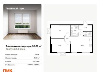 Продается 2-ком. квартира, 55.6 м2, городской посёлок Новоселье, ЖК Таллинский Парк, жилой комплекс Таллинский Парк, 3.1