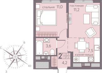 Продаю 2-комнатную квартиру, 37.5 м2, Пермский край, Серебристая улица, 7