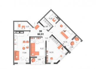 Продажа 3-комнатной квартиры, 80.9 м2, Евпатория