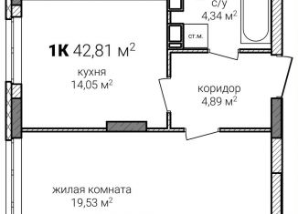 Однокомнатная квартира на продажу, 42.8 м2, Нижний Новгород, Советский район