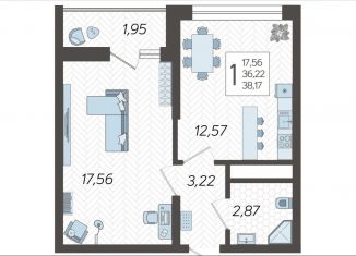 1-комнатная квартира на продажу, 38.2 м2, Сочи
