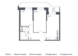 Продажа трехкомнатной квартиры, 51.2 м2, Санкт-Петербург, муниципальный округ Рыбацкое, жилой комплекс Живи в Рыбацком, 4